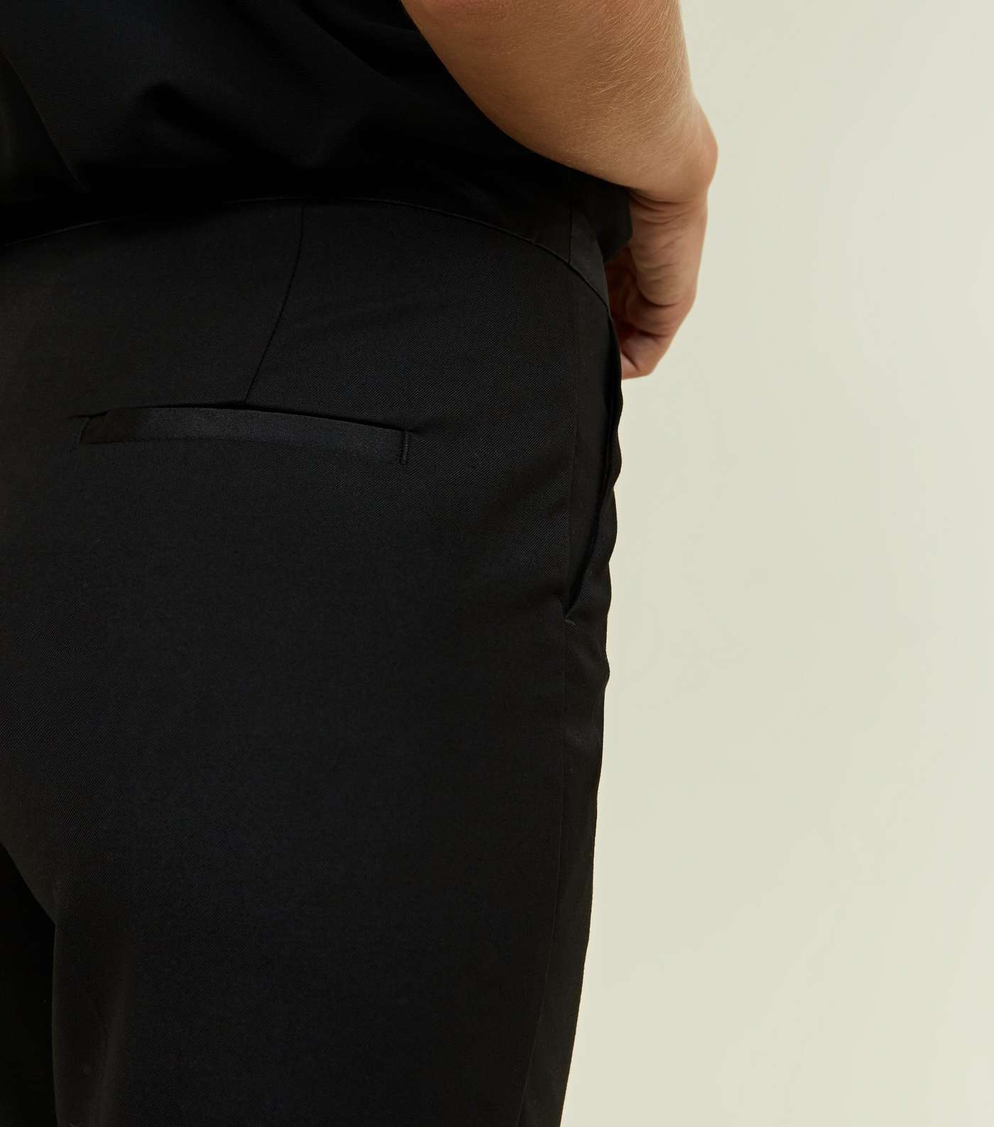 Black Satin Contrast Slim Leg Trousers  Image 5
