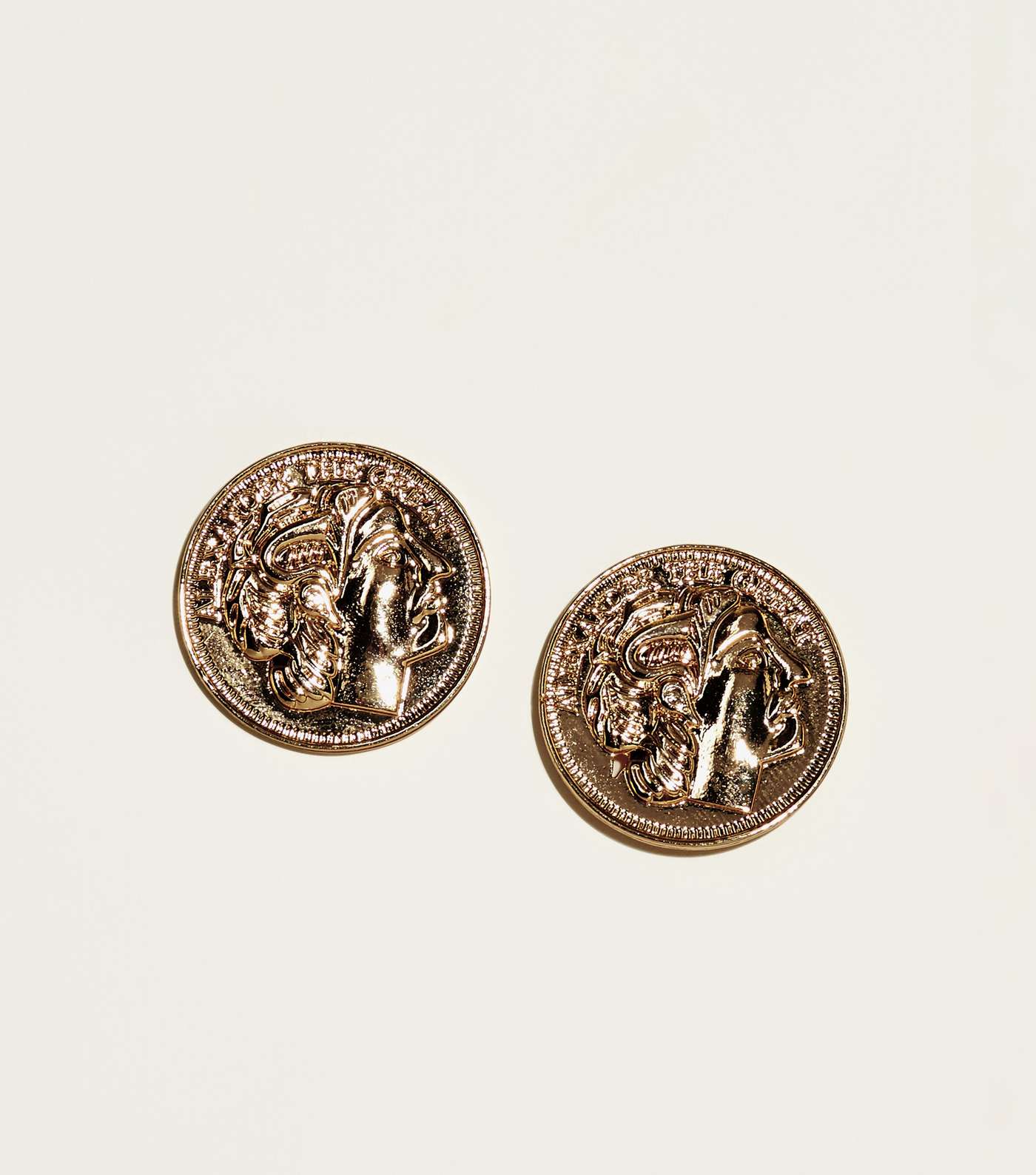 Gold Coin Stud Earrings