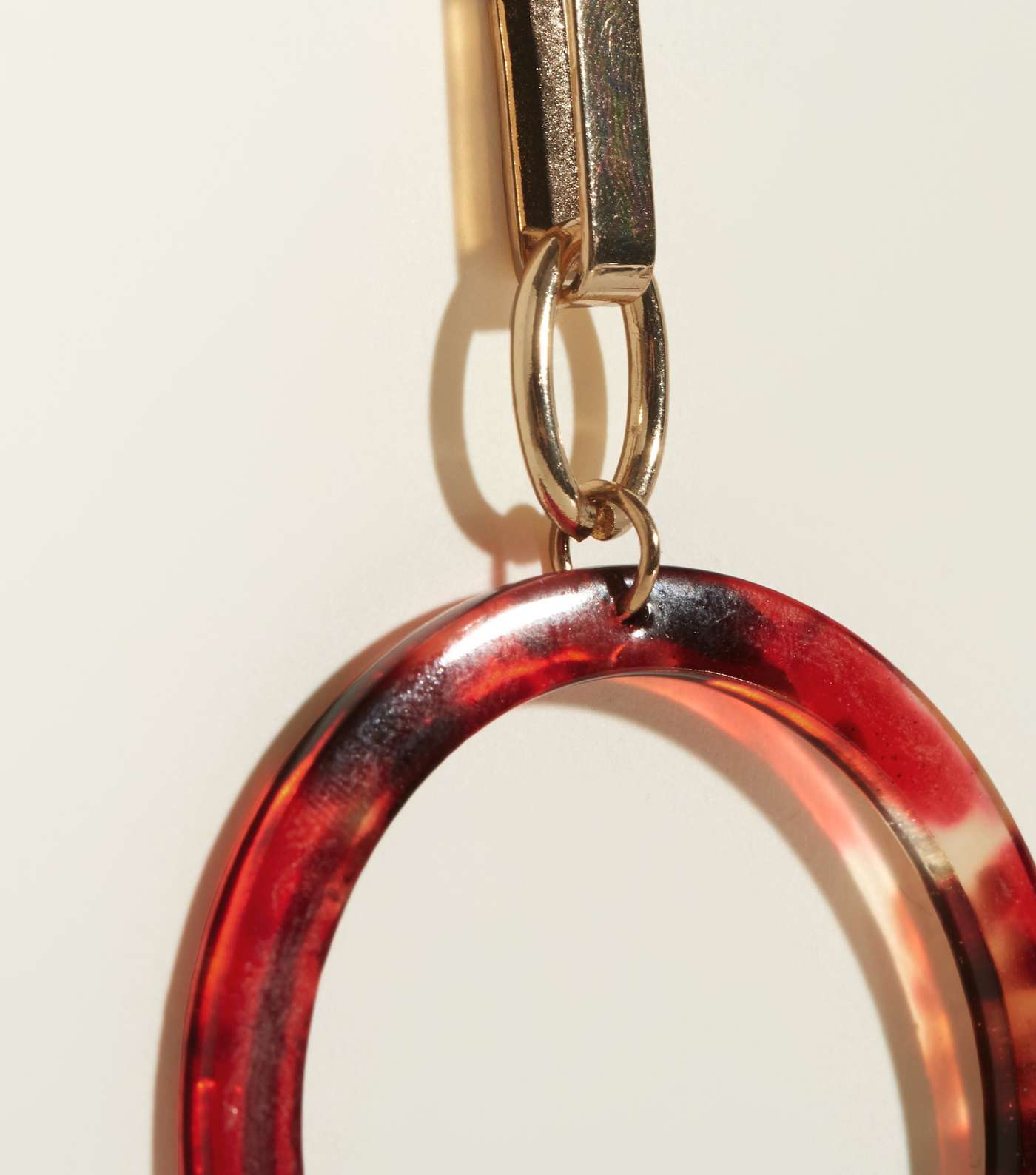 Red Graphic Resin Hoop Earrings Image 3