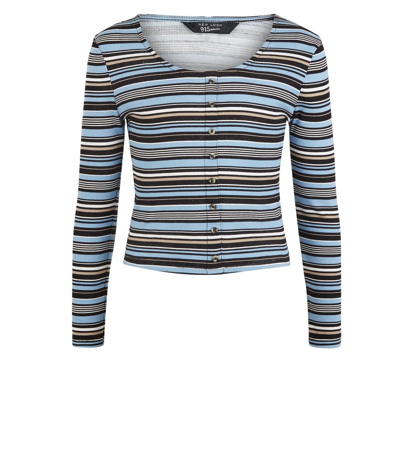 Girls Blue Stripe Button Front Top Image 4