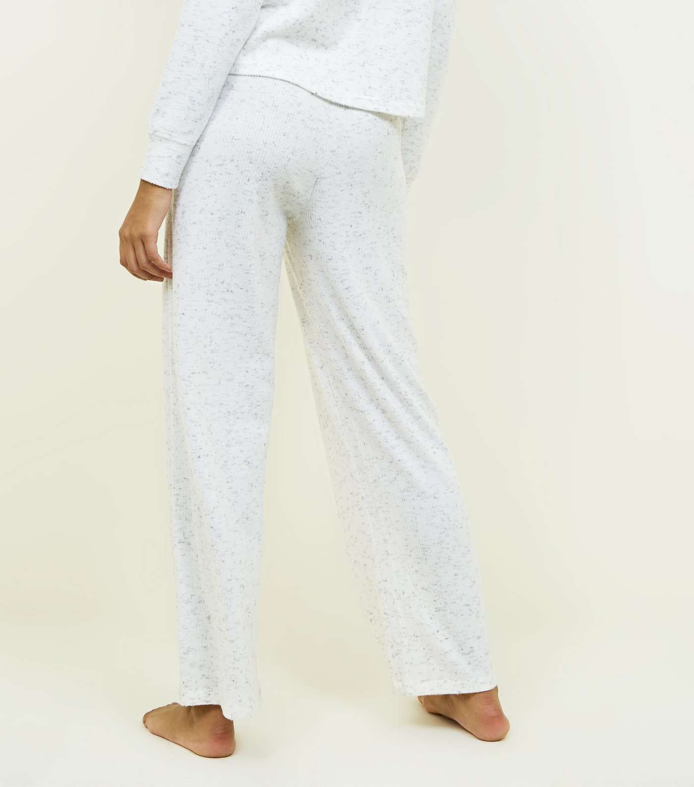 Pale Grey Marl Brushed Rib Pyjama Joggers Image 3
