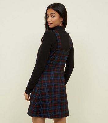 new look checked pinafore dress