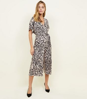 leopard print wrap dress new look