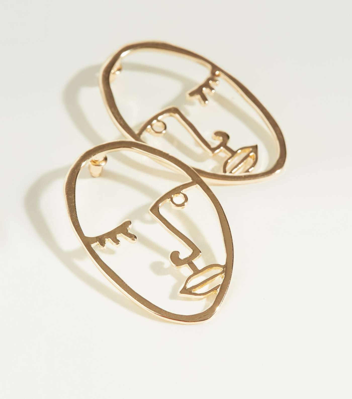 Gold Face Silhouette Stud Earrings Image 3