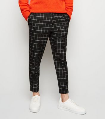 check slim cropped trousers mens