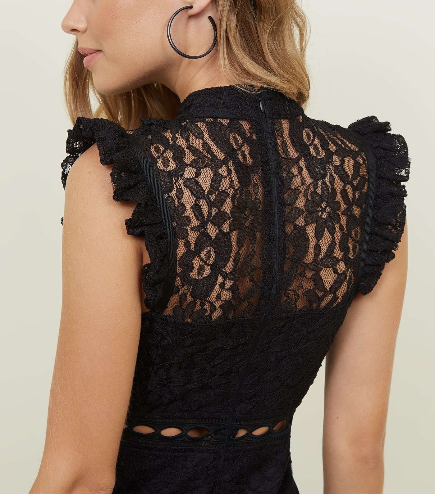 AX Paris Black Lace Frill Yoke Dress Image 3