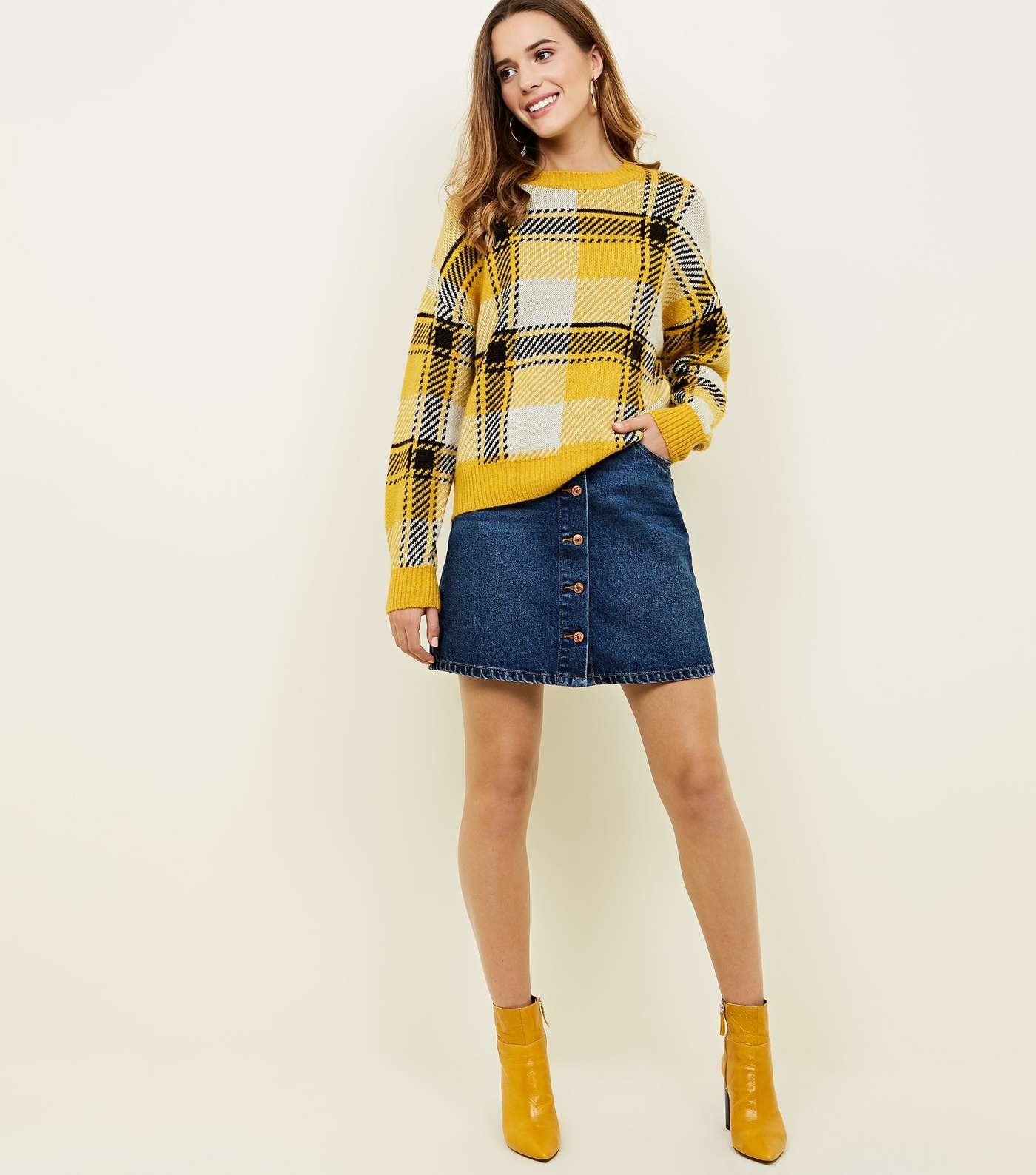 Yellow Brushed Check Jumper Image 2