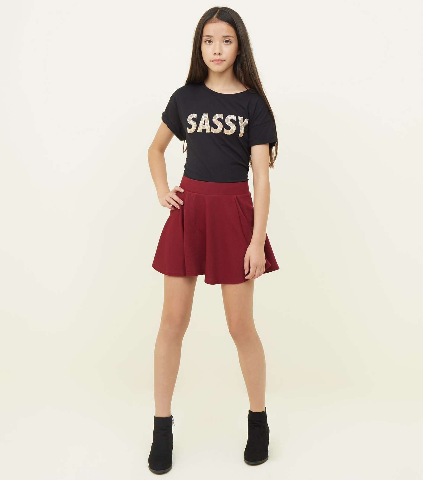 Girls Burgundy Skater Skirt  Image 2