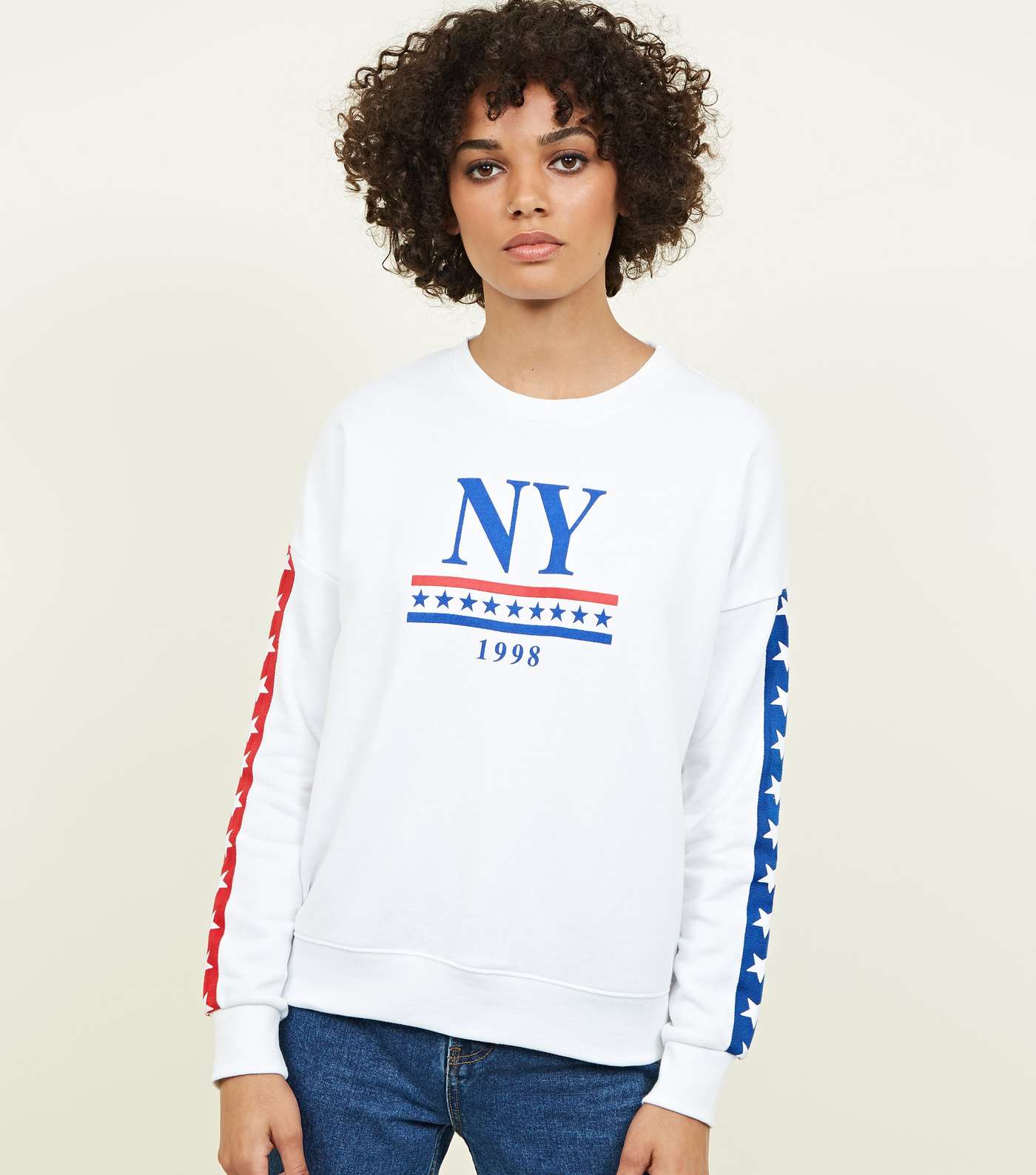 White NY Star Tape Logo Sweatshirt 