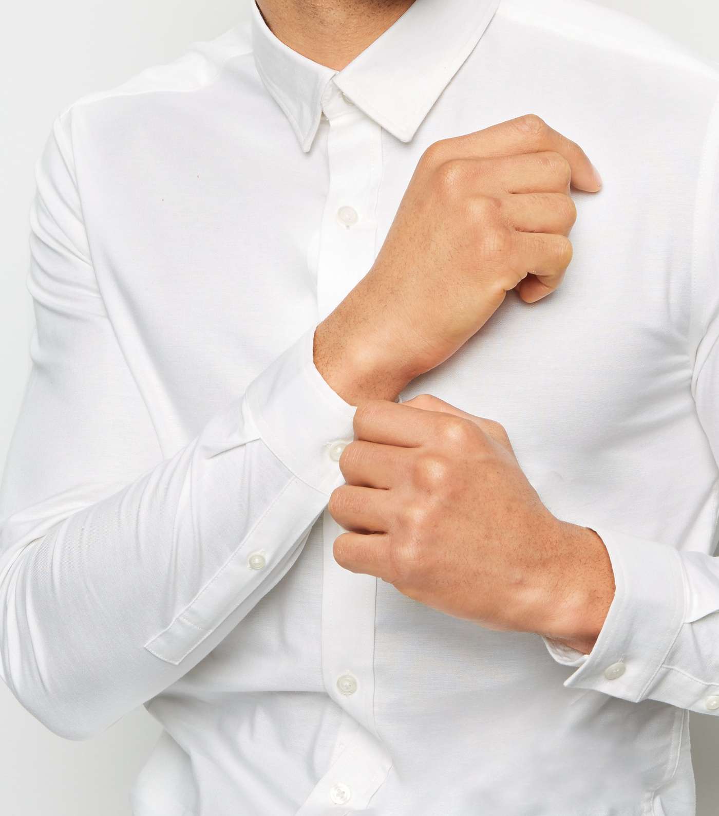 White Long Sleeve Muscle Fit Oxford Shirt Image 5