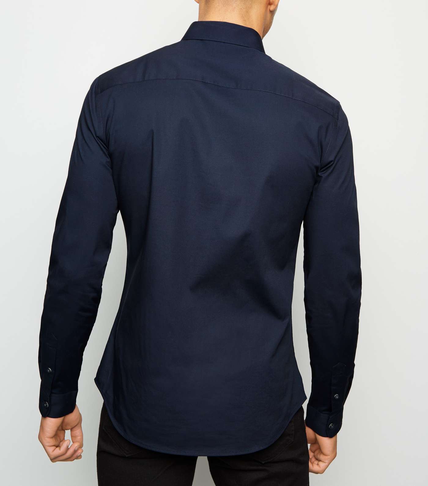 Navy Long Sleeve Muscle Fit Shirt Image 3