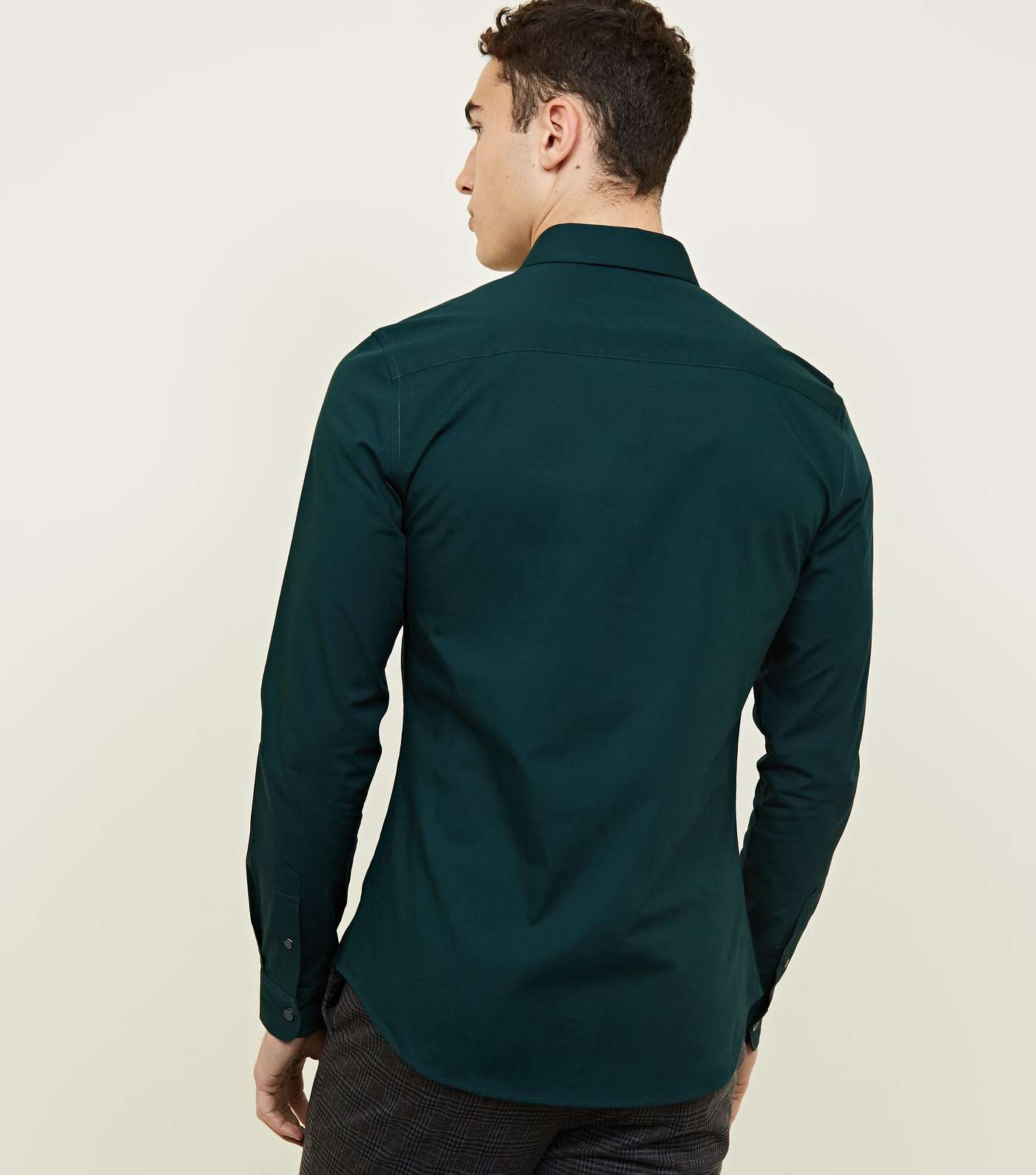Dark Green Long Sleeve Muscle Fit Shirt Image 3