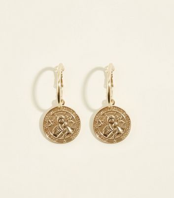 Coin drop hoop on sale earrings