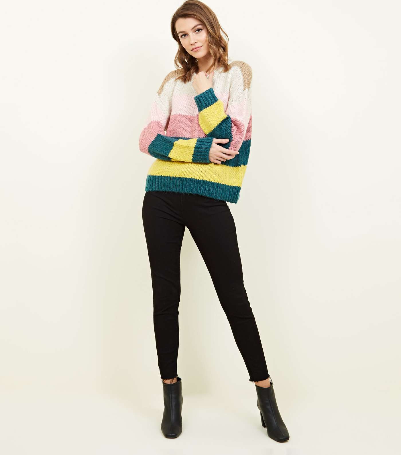 Multi Coloured Stripe Chunky Knit Jumper Image 3