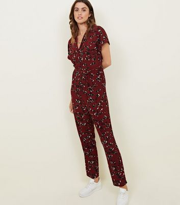 new look red leopard print jumpsuit