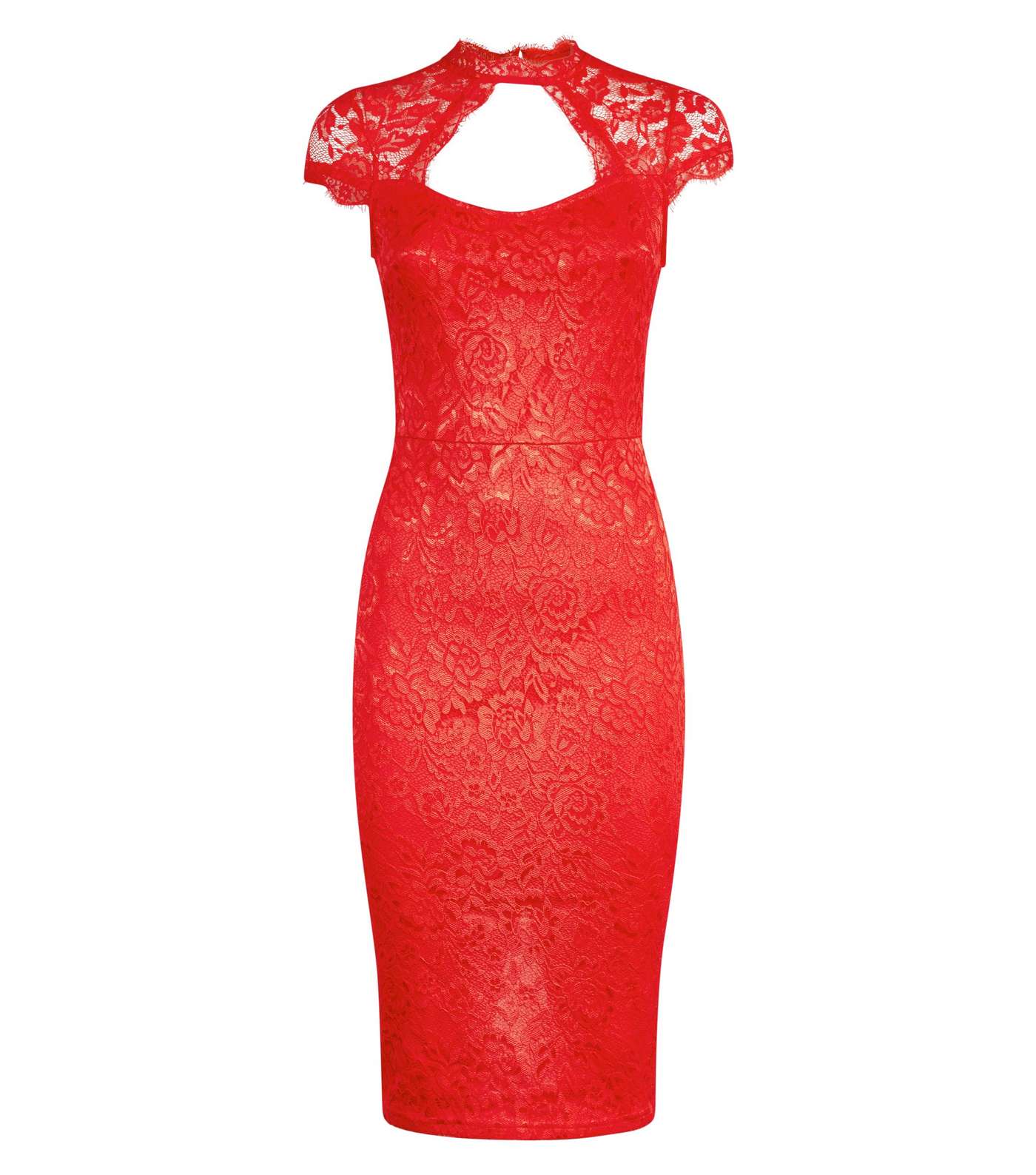 AX Paris Red Lace Cut Out Bodycon Dress Image 4