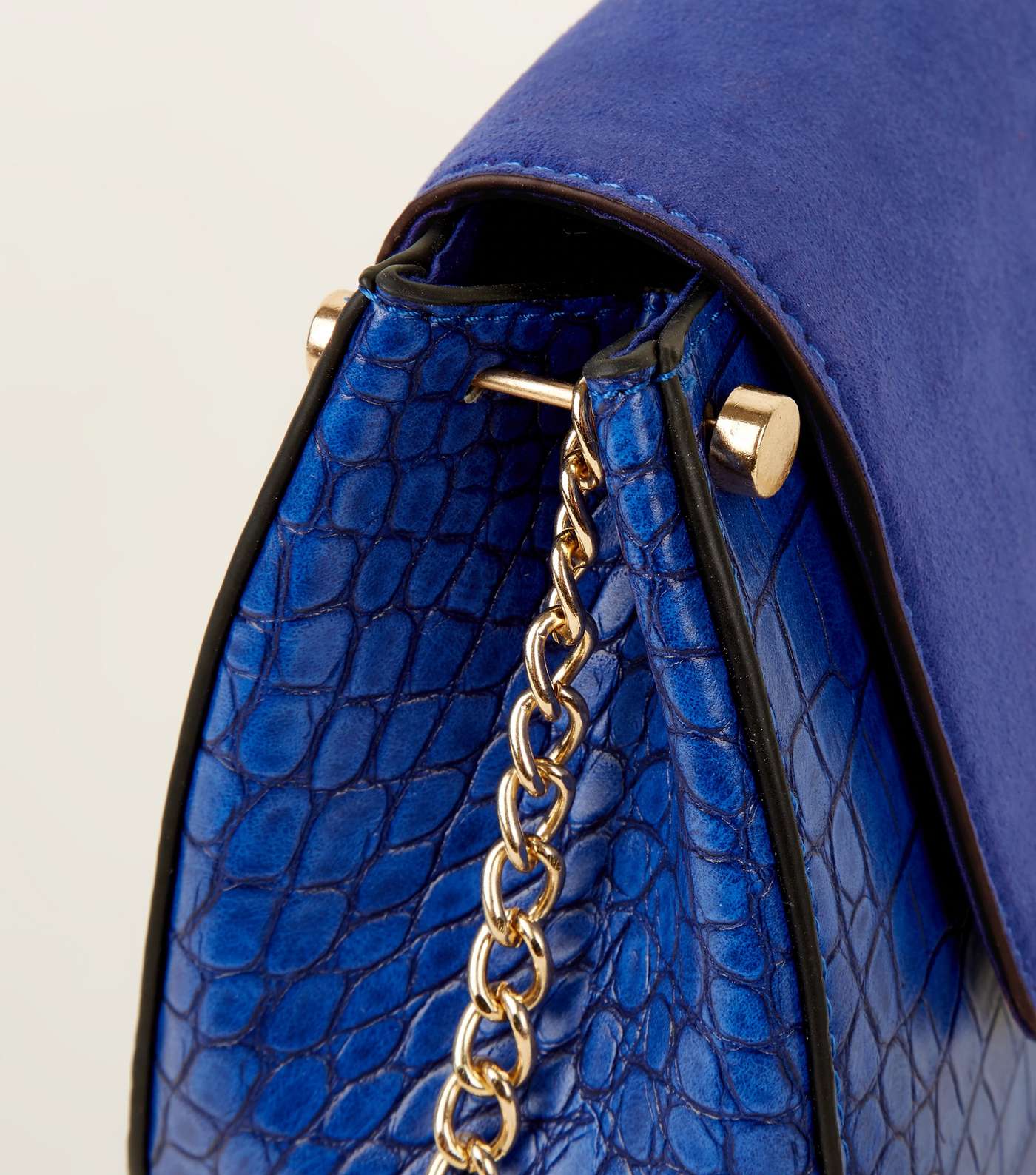 Bright Blue Faux Croc Saddle Bag  Image 4
