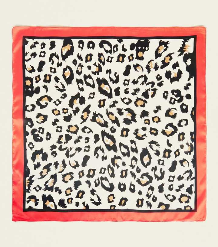Bright Orange Leopard Border Print Scarf