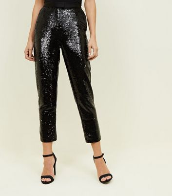black sequin trousers