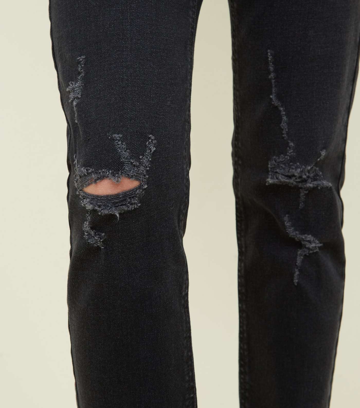 Girls Black Ripped Stretch Mom Jeans Image 5