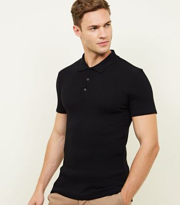 black ribbed polo shirt