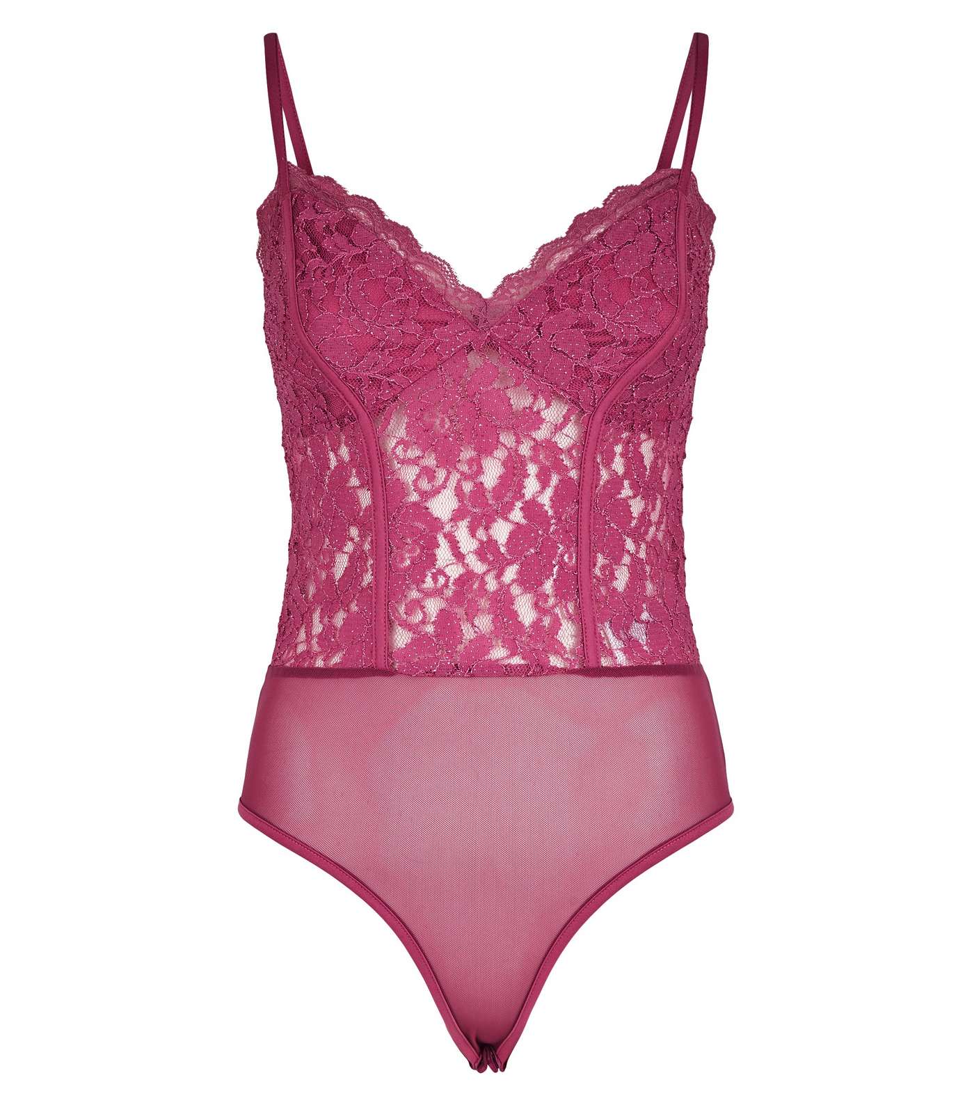 Mid Pink Glitter Lace Bodysuit Image 4