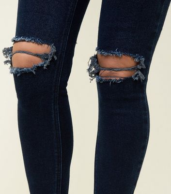 Blue Rinse Wash High Waist Ripped Super 