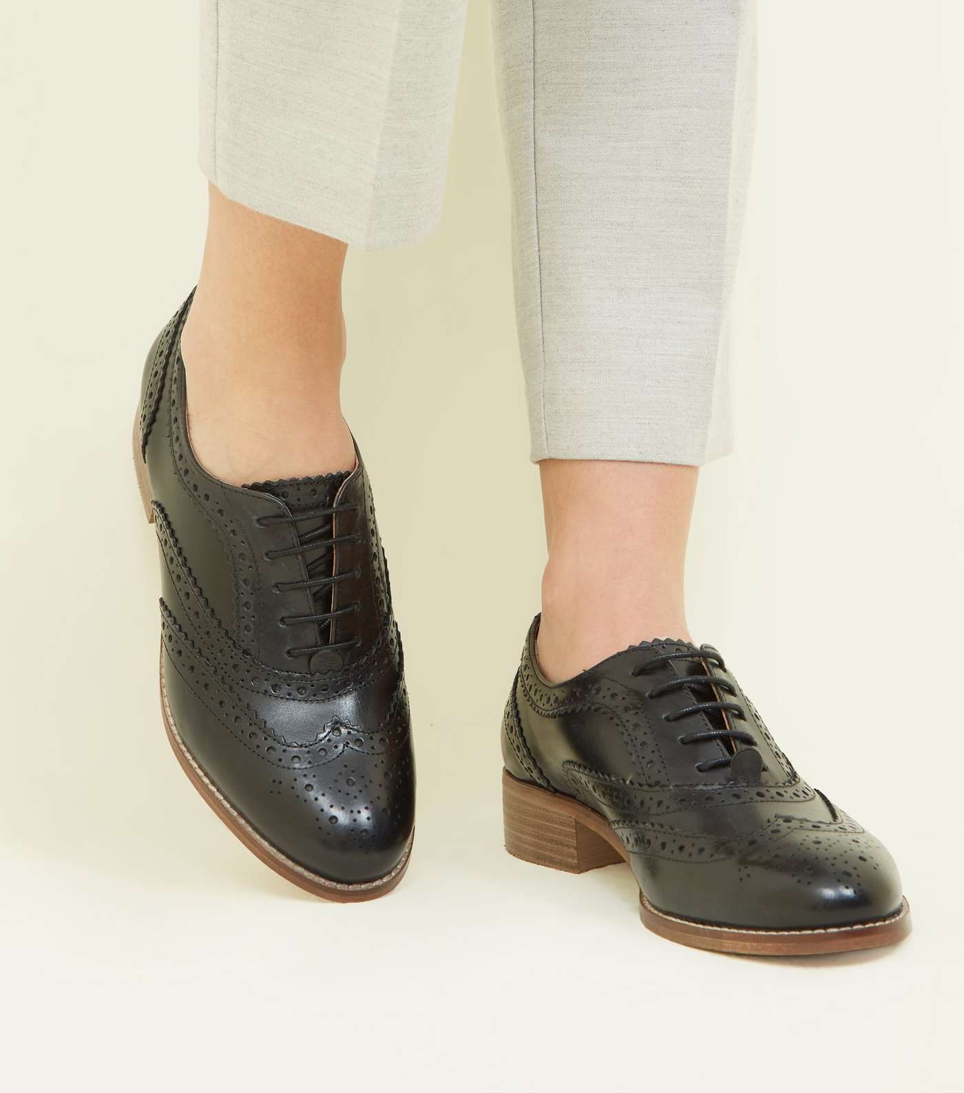 Black Leather Brogues  Image 2