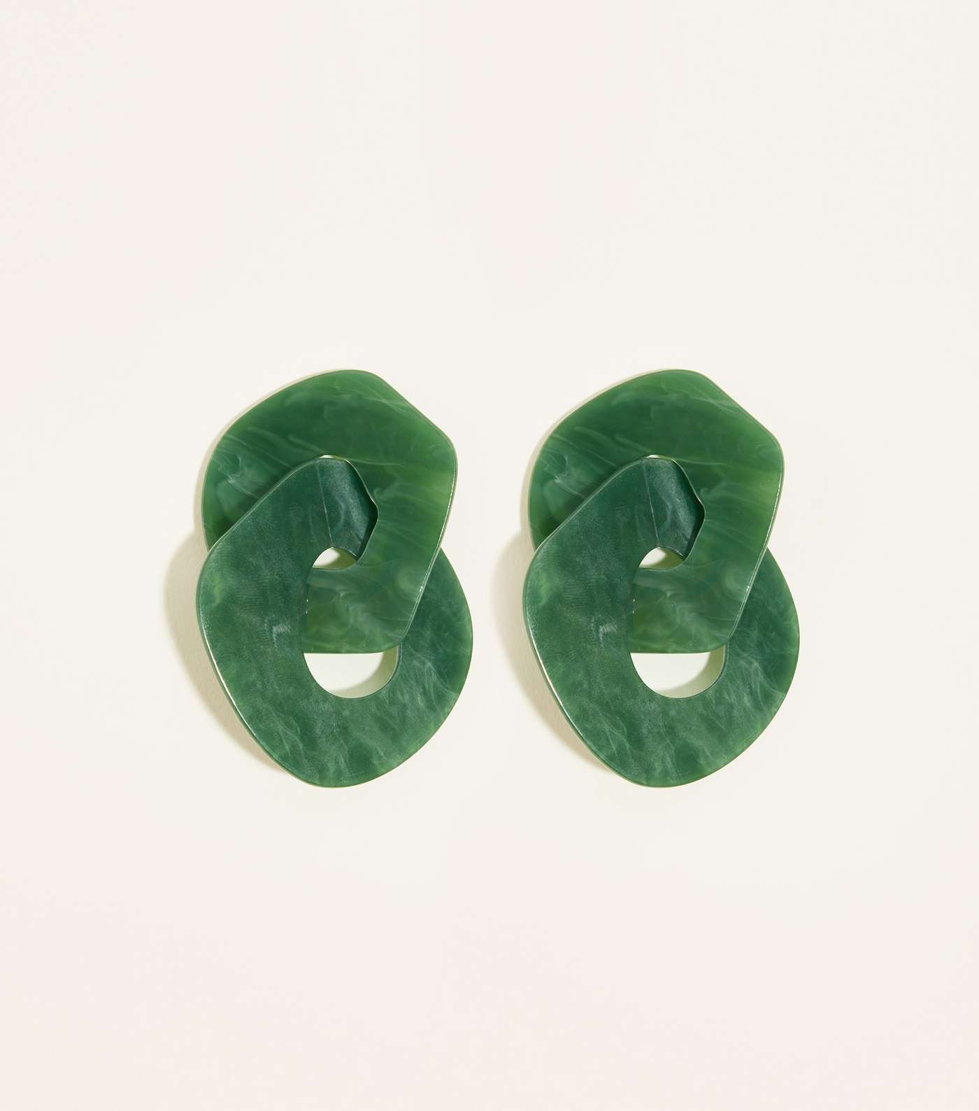 Green Resin Linked Hoop Earrings