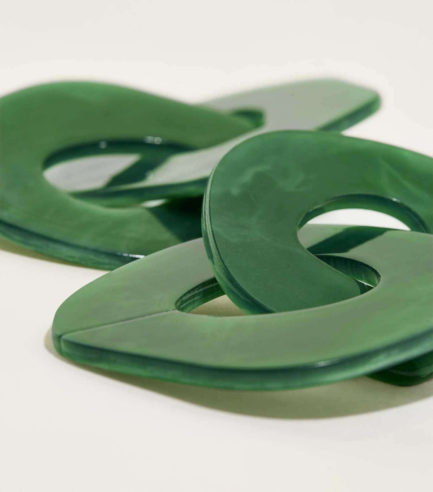 Green Resin Linked Hoop Earrings Image 3