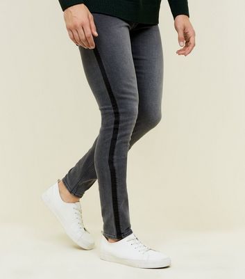 grey jeans with side stripe