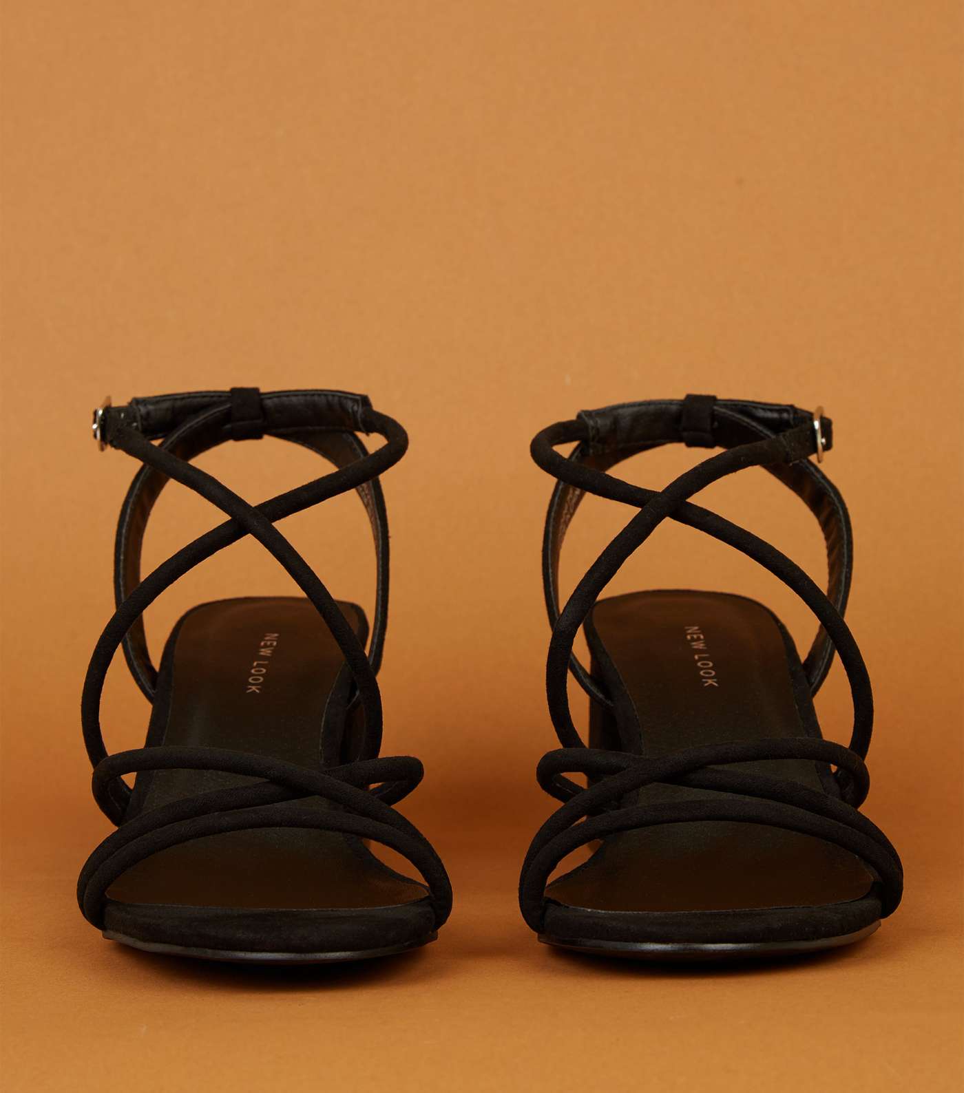 Black Tube Strap Low Heel Sandals Image 3