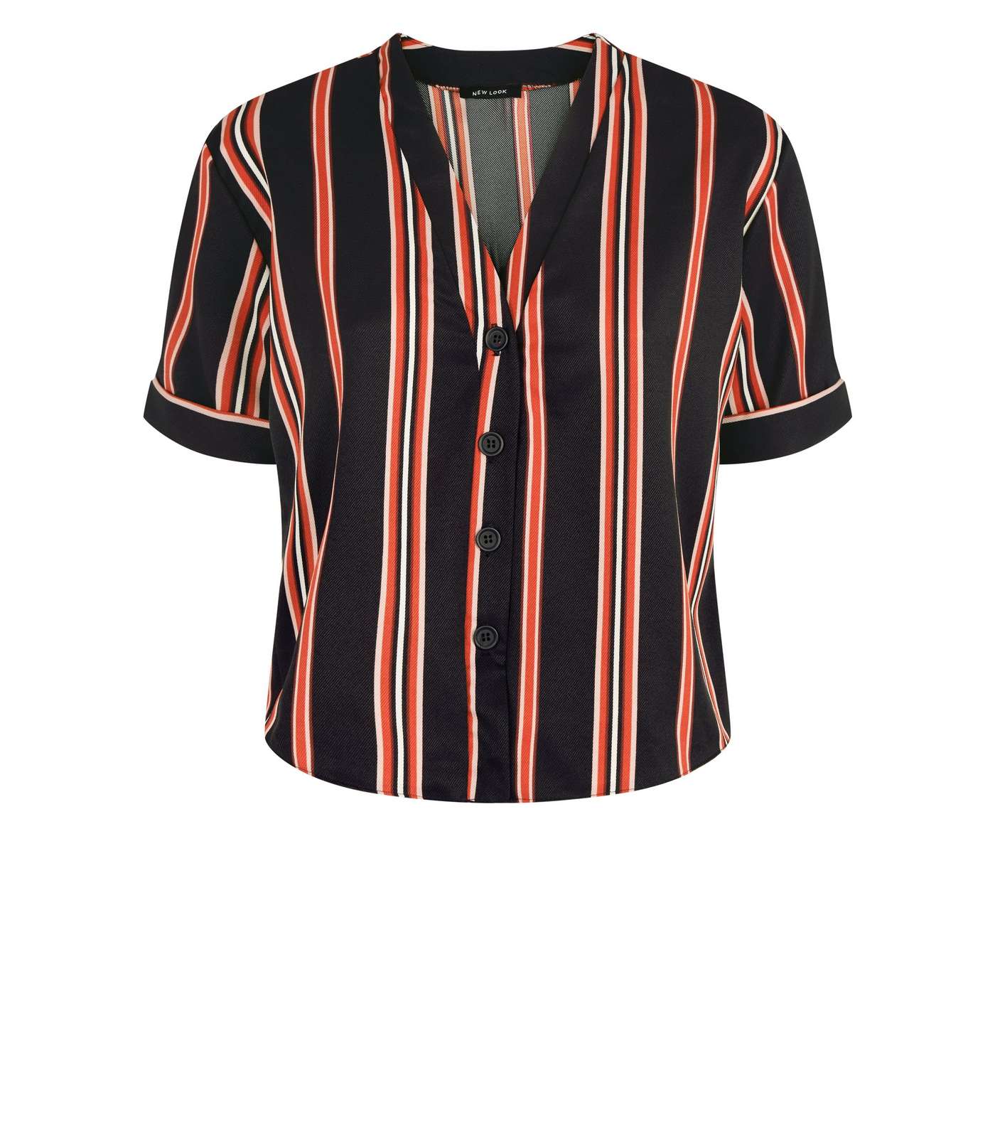 Black Stripe Twill Boxy Shirt Image 4