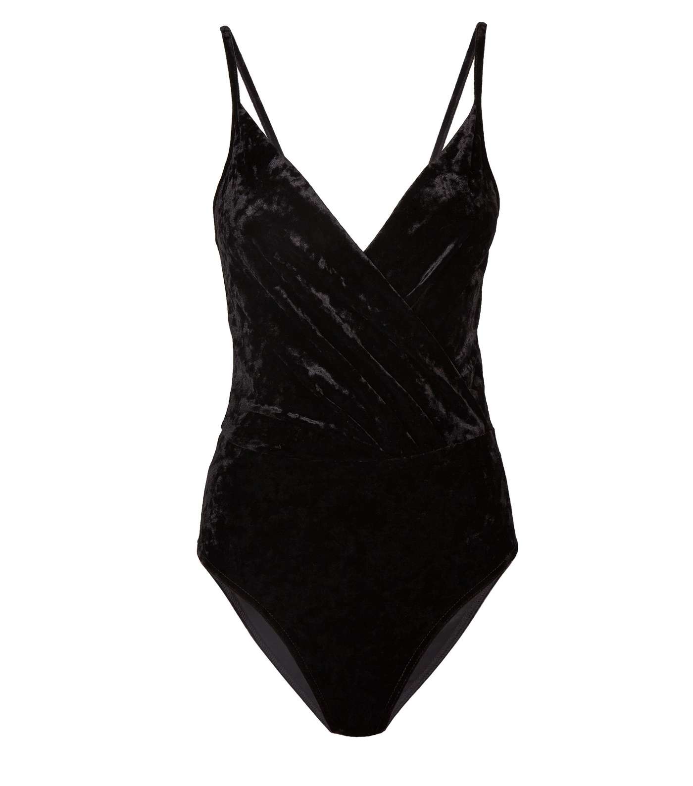 Black Velvet Wrap Front Bodysuit  Image 4