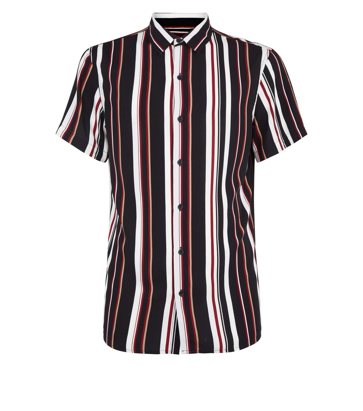 Black and Burgundy Stripe Short Sleeve Shirt Image 4