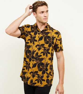 Mustard Floral Short Sleeve Shirt | New 