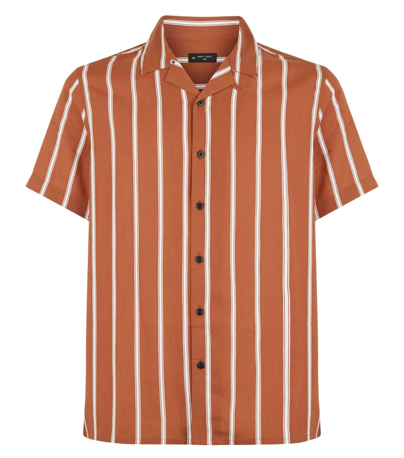 Rust Stripe Short Sleeve Revere Collar Shirt Image 4