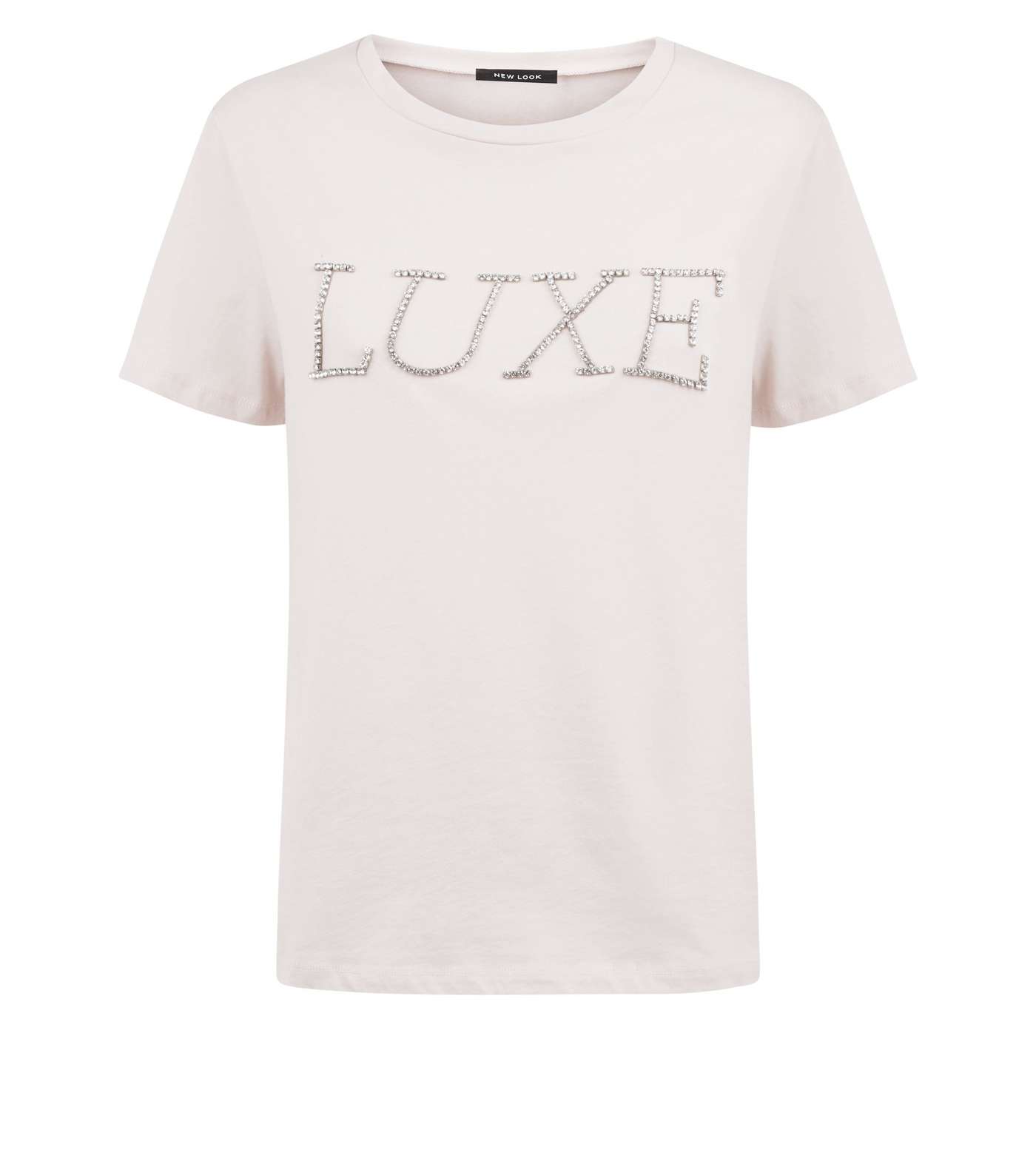 Pale Pink Diamanté Luxe Slogan T-Shirt Image 4