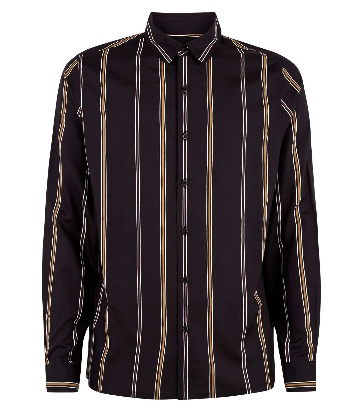 Black Stripe Long Sleeve Collared Shirt Image 4