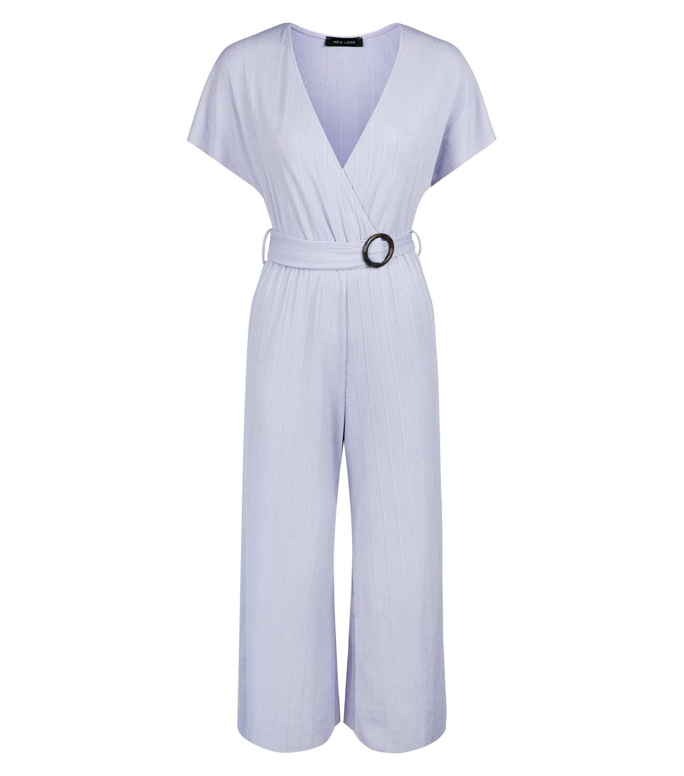 Lilac Ribbed Faux Horn Buckle Culotte Jumpsuit Image 4