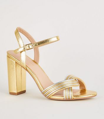 new look gold strappy heels