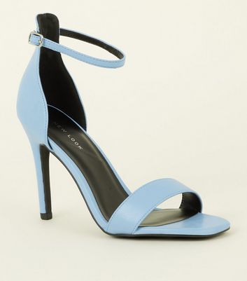 Pale Blue Leather-Look Stiletto Heel 
