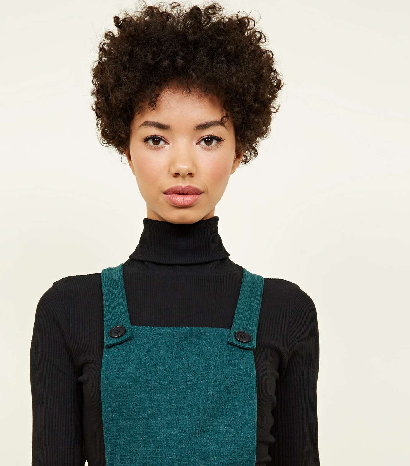 Dark Green Crosshatch Jersey Cropped Dungarees Image 5