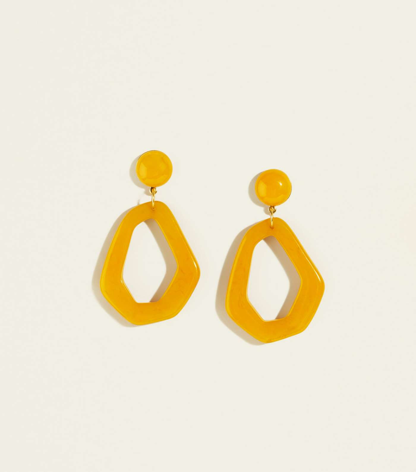 Yellow Irregular Oval Drop Earrings