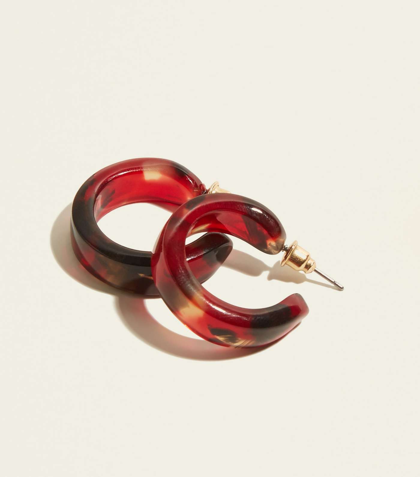 Red Tortoiseshell Print Mini Hoop Earrings