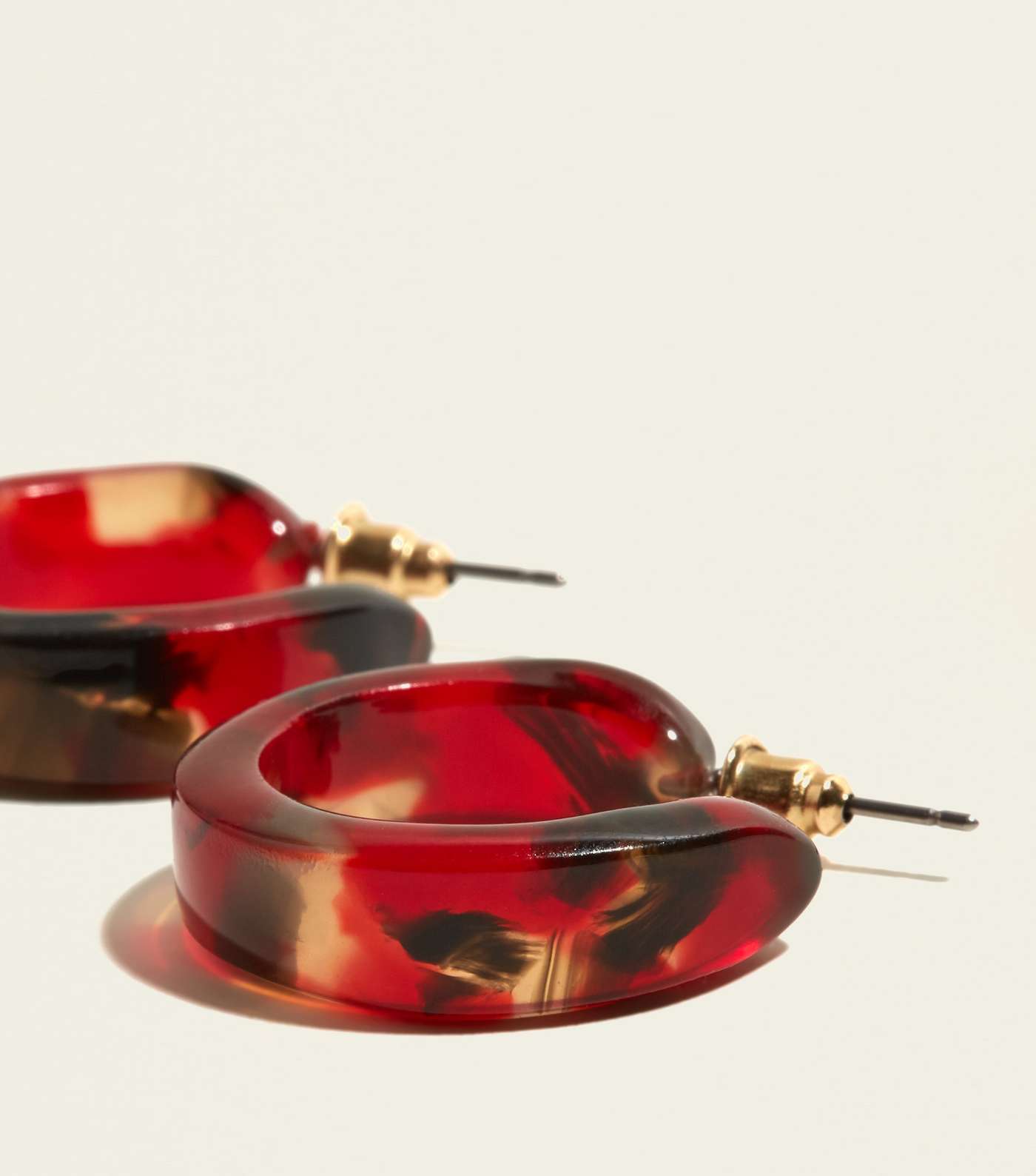 Red Tortoiseshell Print Mini Hoop Earrings Image 3