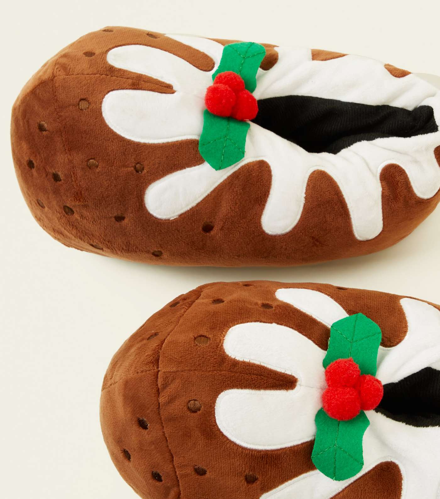 Brown Christmas Pudding Slippers Image 4