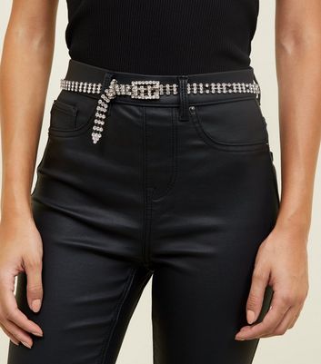 Ceinture argent e strass port e au niveau des hanches New Look