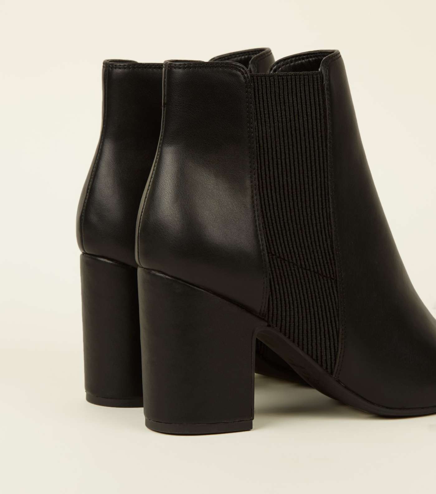 Black Leather-Look Block Heel Chelsea Boots Image 3
