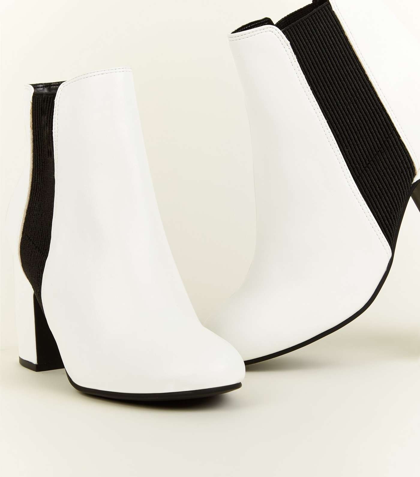 White Leather-Look Block Heel Chelsea Boots Image 4